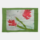 Waterverf kerstcactus theedoek (Horizontaal)