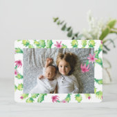 Waterverf Kerstcactus Vakantie Fotokaart Feestdagenkaart (Staand voorkant)