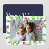 Waterverf Kerstcactus Vakantie Fotokaart Feestdagenkaart (Voorkant / Achterkant)