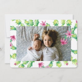 Waterverf Kerstcactus Vakantie Fotokaart Feestdagenkaart