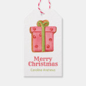 Waterverf kerstcadeau ijskoekjes cadeaulabel (Voorkant)