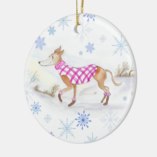 Waterverf kerstcadeau in Sweater Keramisch Ornament (Links)