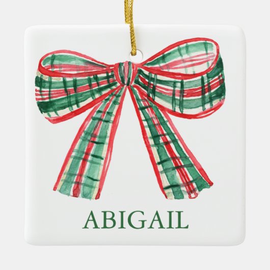 Waterverf kerstcadeau keramisch ornament (Voorkant)