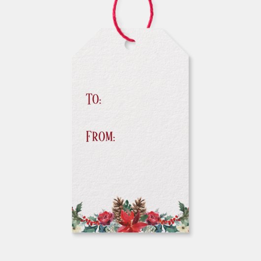 Waterverf kerstcadeau label | Evergreen krans Cadeaulabel (Achterkant)