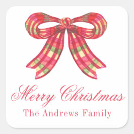 Waterverf kerstcadeau vierkante sticker