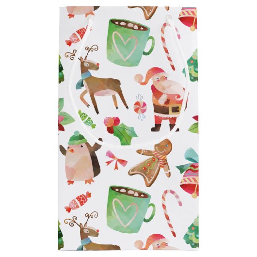 Waterverf kerstcadeau voor kerstcadeaus klein cadeauzakje (Achterkant)