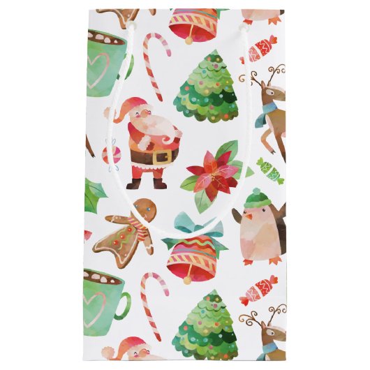 Waterverf kerstcadeau voor kerstcadeaus klein cadeauzakje (Voorkant)