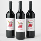 Waterverf kerstcadeau voor kerstmis wijn etiket (Flessen)