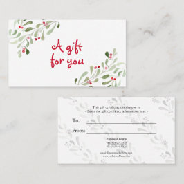 Waterverf kerstcadeaubon visitekaartje