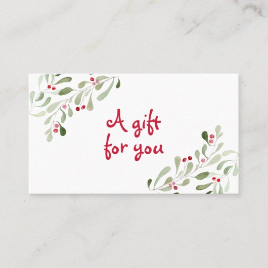 Waterverf kerstcadeaubon visitekaartje (Voorkant)