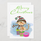 Waterverf kerstcadeaukaart feestdagenkaart (Voorkant / Achterkant)