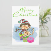 Waterverf kerstcadeaukaart feestdagenkaart (Staand voorkant)