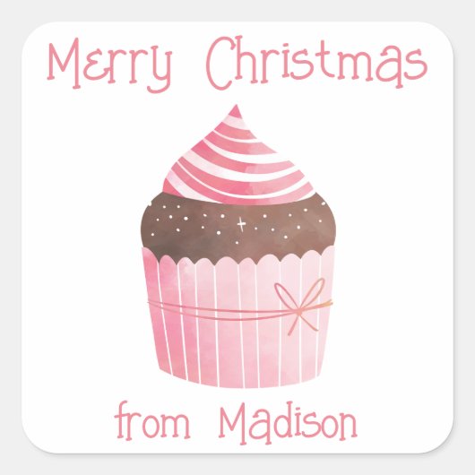 Waterverf kerstcadeaukaartjes voor kerstcadeaus vierkante sticker (Voorkant)
