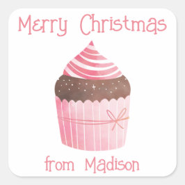Waterverf kerstcadeaukaartjes voor kerstcadeaus vierkante sticker