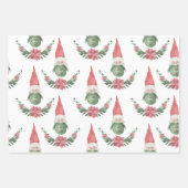 Waterverf kerstcadeaupapier met gnome-wandelpapier inpakpapier vel (Voorkant 3)