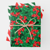 Waterverf kerstcadeaupapierverzameling 3 inpakpapier vel (In situ)