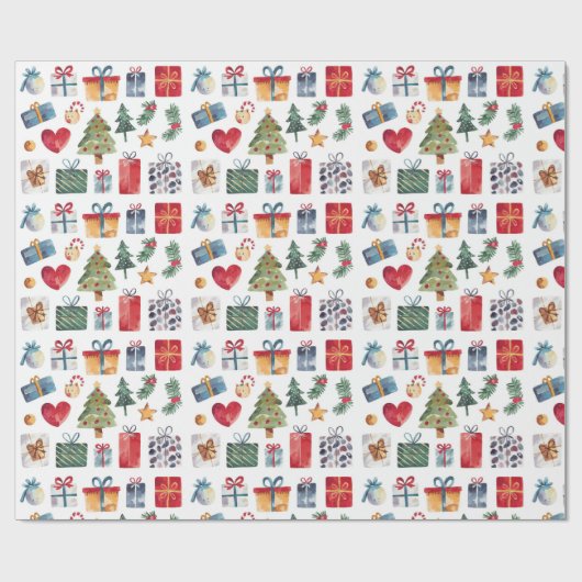Waterverf kerstcadeaus cadeaupapier (Vlak)