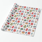 Waterverf kerstcadeaus cadeaupapier (Uitgerold)