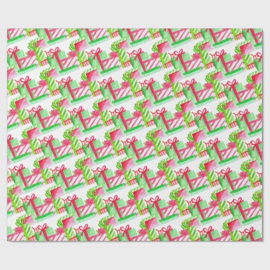 Waterverf kerstcadeaus cadeaupapier (Vlak)