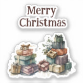 Waterverf kerstcadeaus sticker (Voorkant)