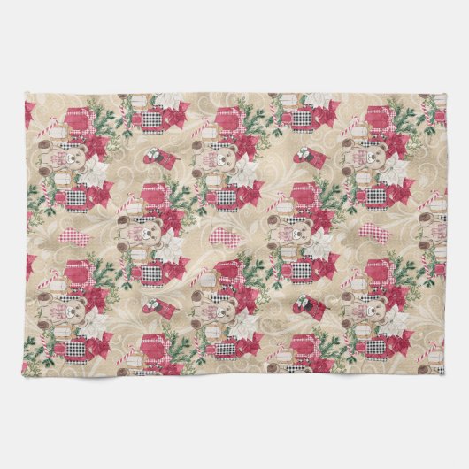  WATERVERF KERSTCADEAUS & TEDDYBEARS THEEDOEK (Horizontaal)