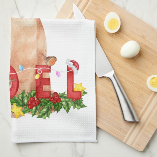 Waterverf kerstcadeaus theedoek (Quarter Fold)