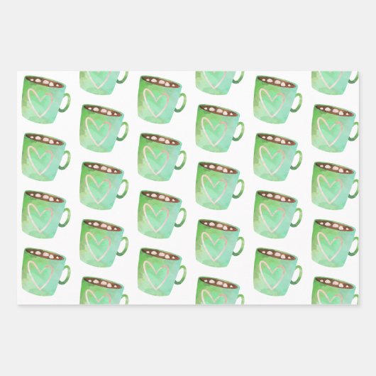 Waterverf kerstcadeautje met Snoep warme chocolade Inpakpapier Vel (Voorkant)