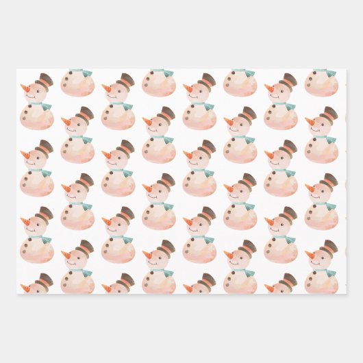 Waterverf kerstcadeautje met Snowman Gift Wrap Inpakpapier Vel (Voorkant 3)