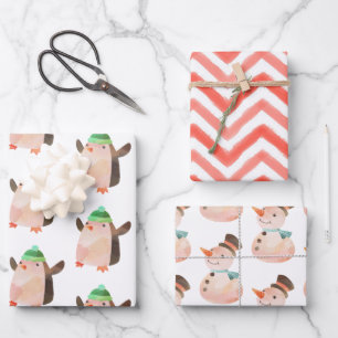 Waterverf kerstcadeautje met Snowman Gift Wrap Inpakpapier Vel