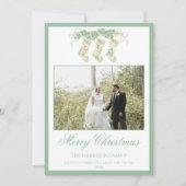 Waterverf kerstcadeautjes Groene Foto Feestdagenkaart (Voorkant)