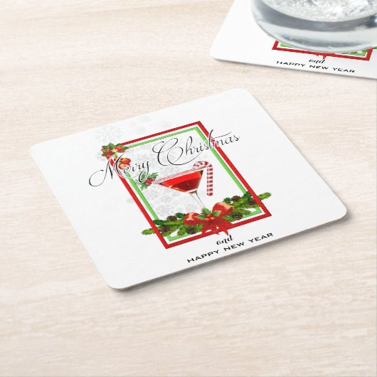 Waterverf kerstcadeautjes kartonnen onderzetters (Schuin)