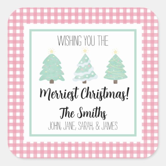 Waterverf kerstcadeautjes Label met kerstcadeautje (Voorkant)