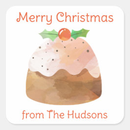 Waterverf kerstcadeautjes met cadeautjes vierkante sticker