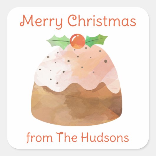 Waterverf kerstcadeautjes met cadeautjes vierkante sticker (Voorkant)