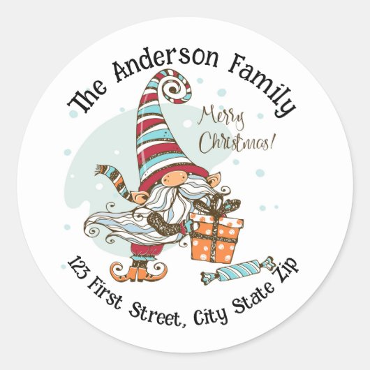 Waterverf kerstcadeautjes met cadeautjes voor kers ronde sticker (Voorkant)