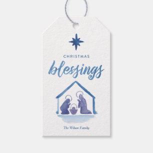 Waterverf kerstcadeautjes Nativiteit Label Cadeau Cadeaulabel