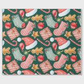 Waterverf kerstcadeautjes ontbijtsnoepjes  cadeaupapier (Vlak)