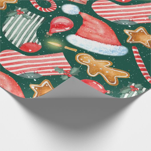 Waterverf kerstcadeautjes ontbijtsnoepjes  cadeaupapier (Hoek)