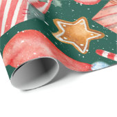 Waterverf kerstcadeautjes ontbijtsnoepjes  cadeaupapier (Rol Hoek)