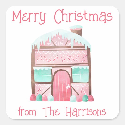 Waterverf kerstcadeautjes voor ontbijt N Vierkante Sticker (Voorkant)