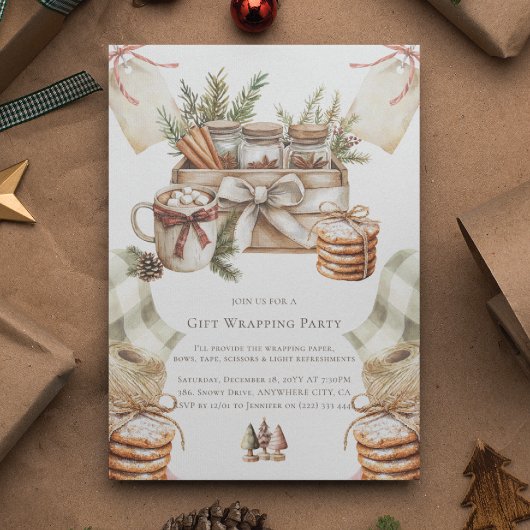 Waterverf kerstcadeauverpakking kaart