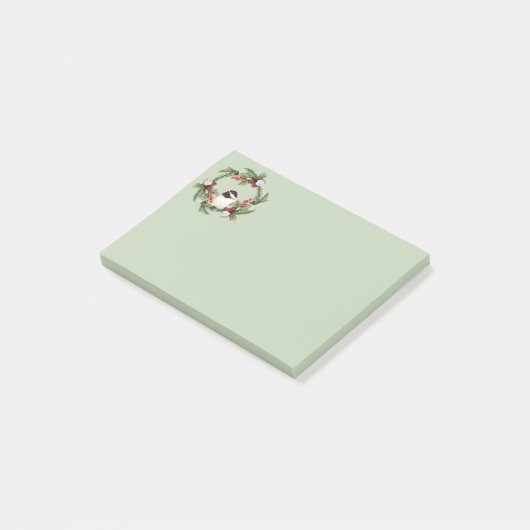 Waterverf kerstcichorei Bird Holly Wreate Post-it® Notes (Schuin)