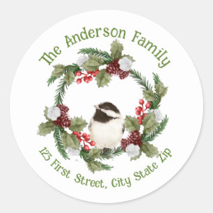 Waterverf kerstcichorei Bird Natuur Art Ronde Sticker