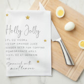 Waterverf Kerstcocktail Holly Jolly Recept Theedoek (Quarter Fold)