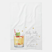 Waterverf Kerstcocktail Holly Jolly Recept Theedoek (Verticaal)