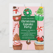 Waterverf kerstcupcake decoratie partij kaart (Voorkant)