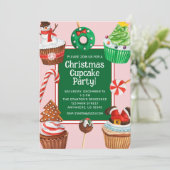 Waterverf kerstcupcake decoratie partij kaart (Staand voorkant)