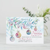 Waterverf kerstdagen uitnodiging (Staand voorkant)