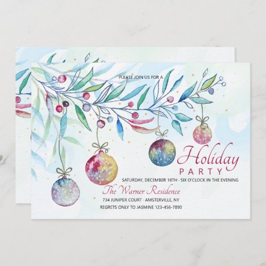 Waterverf kerstdagen uitnodiging (Voorkant / Achterkant)