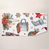 Waterverf kerstdecoratiepatroon badhanddoek (Badhanddoek)